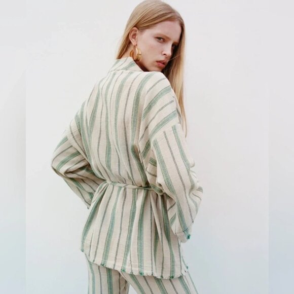 NWT Zara Woman The Beth Rustic Kimono Jacket Sz L - Picture 2 of 4